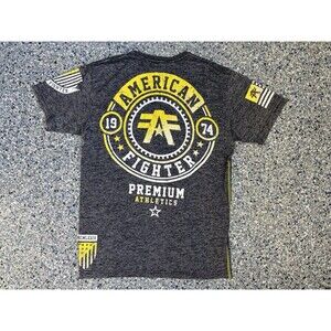 American Fighter Graphic T-shirt Heather Gray Crew Neck Short Sleeve Men's Large